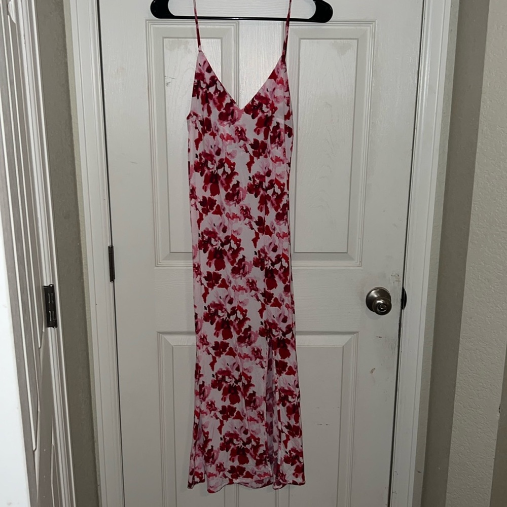 Pink, red and white floral dress